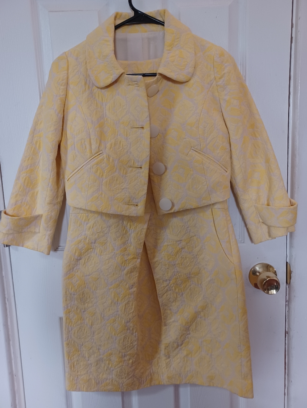 2 Piece Set 1960s Style Yellow Floral Dress & Jacket